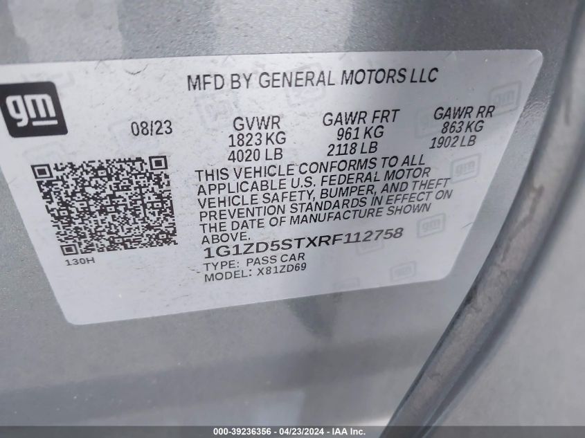 1G1ZD5STXRF112758 | 2024 CHEVROLET MALIBU