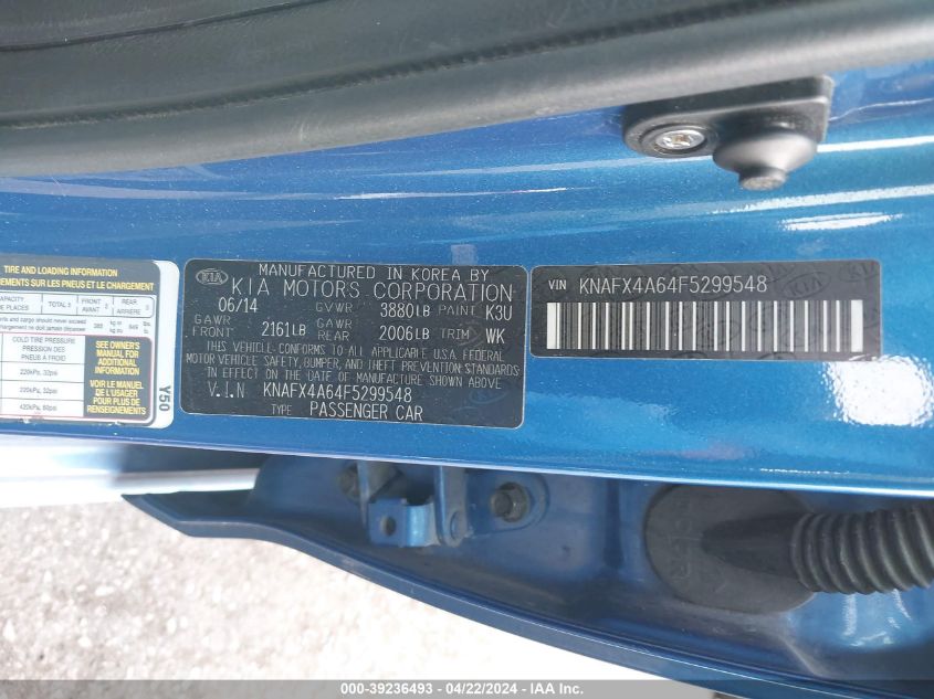 2015 KIA FORTE LX - KNAFX4A64F5299548