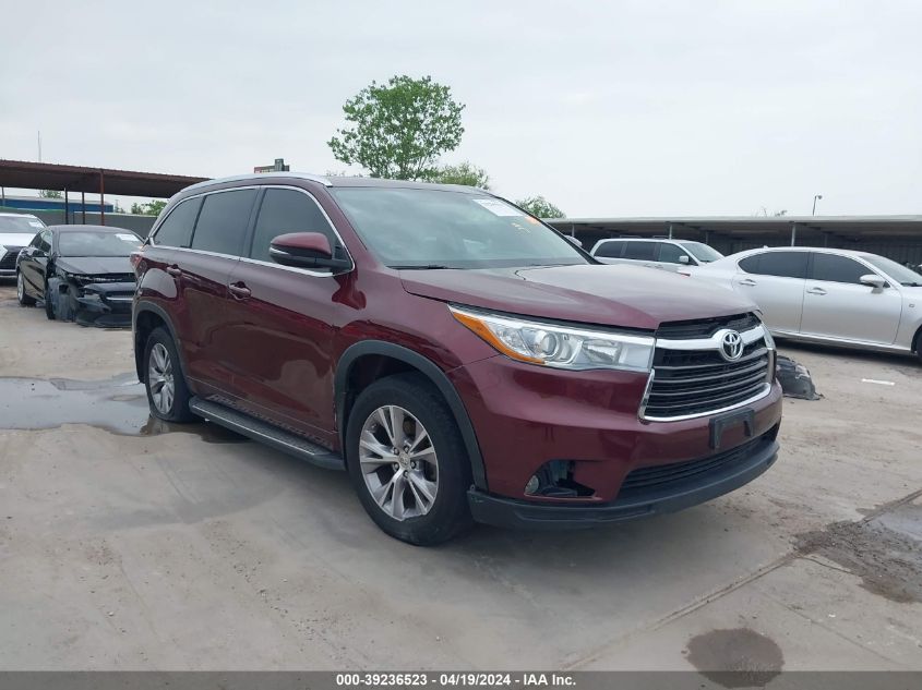 2015 Toyota Highlander Xle V6 VIN: 5TDKKRFH3FS066567 Lot: 39236523