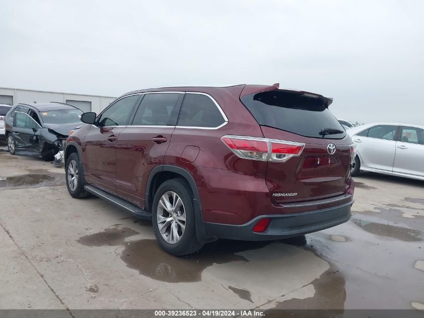 2015 Toyota Highlander Xle V6 VIN: 5TDKKRFH3FS066567 Lot: 39236523