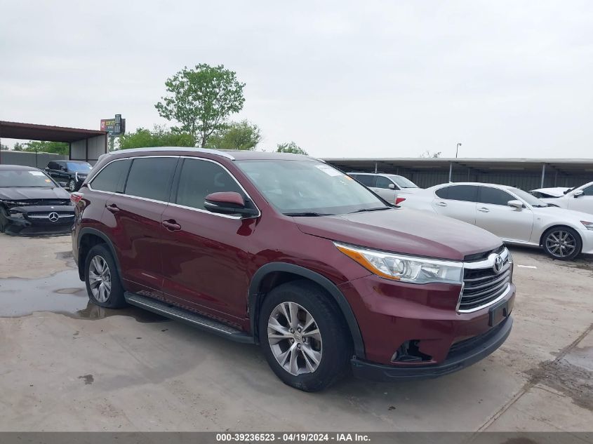 2015 Toyota Highlander Xle V6 VIN: 5TDKKRFH3FS066567 Lot: 39236523