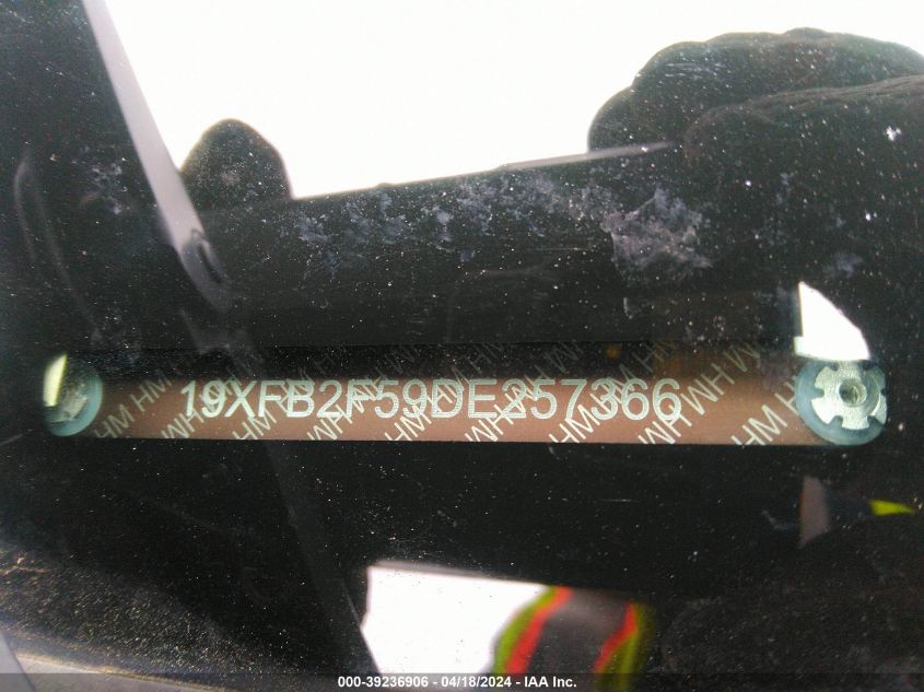 2013 Honda Civic Lx VIN: 19XFB2F59DE257366 Lot: 39236906