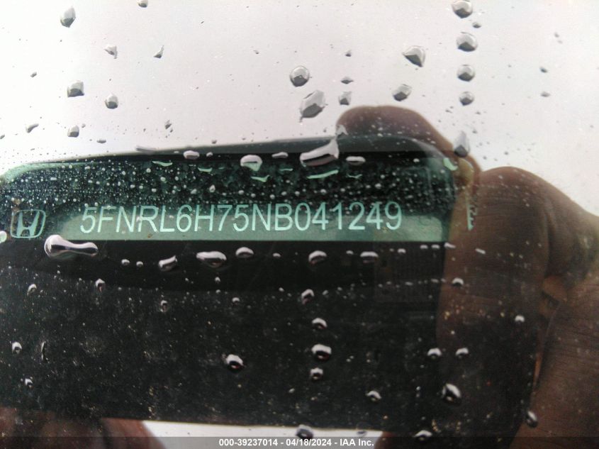 2022 Honda Odyssey Ex-L VIN: 5FNRL6H75NB041249 Lot: 39237014