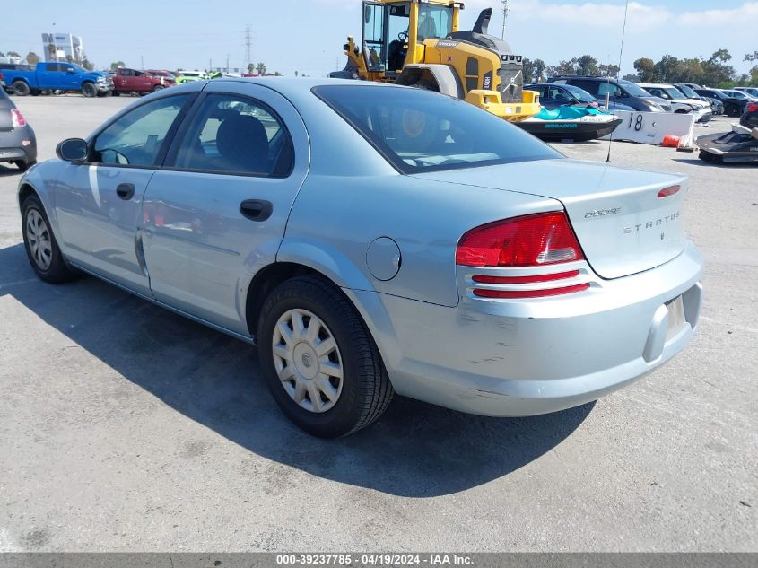 2003 Dodge Stratus Se VIN: 1B3EL36X33N589797 Lot: 39237785