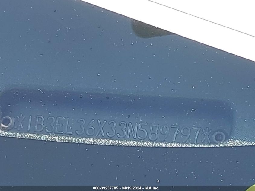 2003 Dodge Stratus Se VIN: 1B3EL36X33N589797 Lot: 39237785