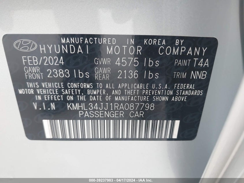 2024 HYUNDAI SONATA HYBRID SEL - KMHL34JJ1RA087798