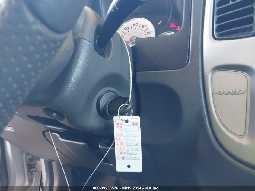 2006 Ford Escape Hybrid VIN: 1FMCU96H26KC02155 Lot: 39238526