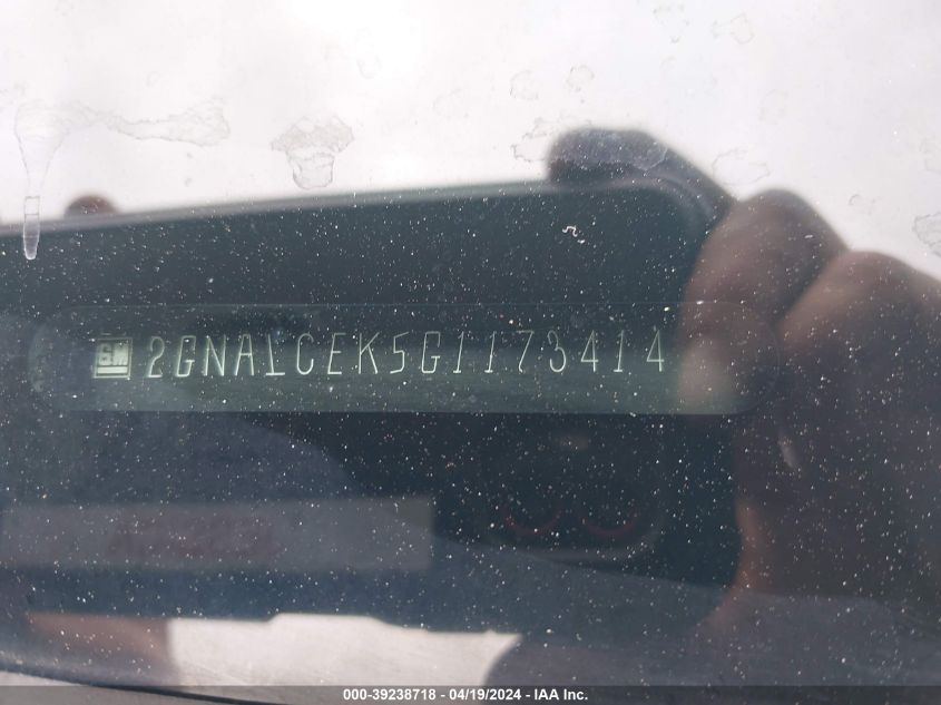2016 Chevrolet Equinox Lt VIN: 2GNALCEK5G1173414 Lot: 39238718
