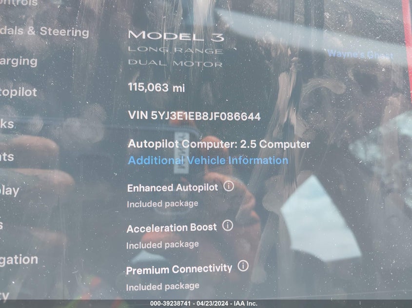 VIN 5YJ3E1EB8JF086644 2018 TESLA MODEL 3 LONG RANGE/PERFORMANCE