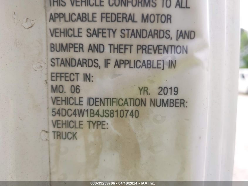 2018 Isuzu Npr Hd VIN: 54DC4W1B4JS810740 Lot: 39239786