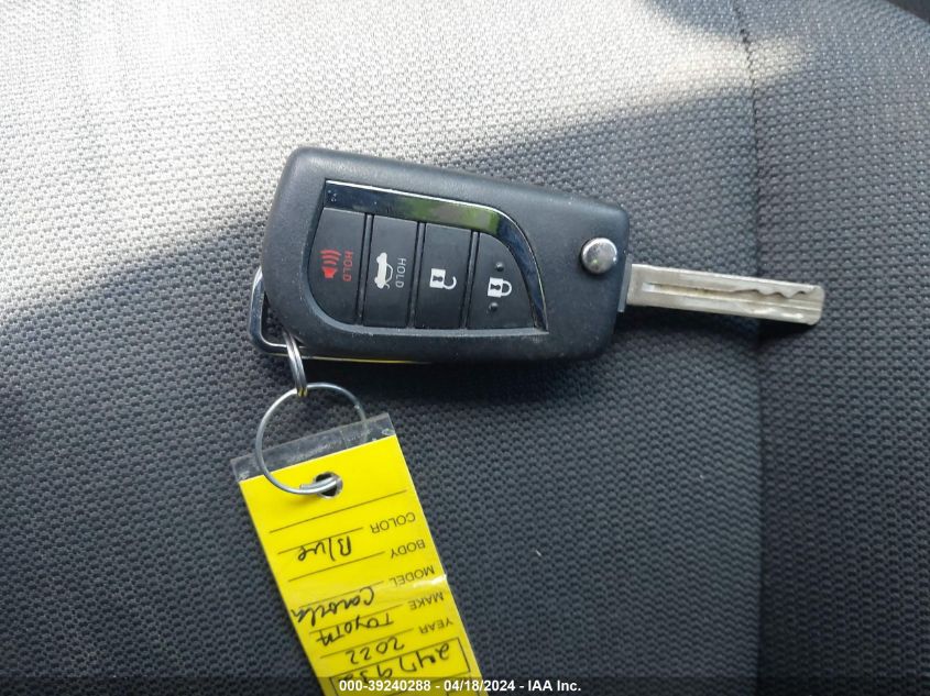 VIN 5YFEPMAE9NP309675 2022 TOYOTA COROLLA LE