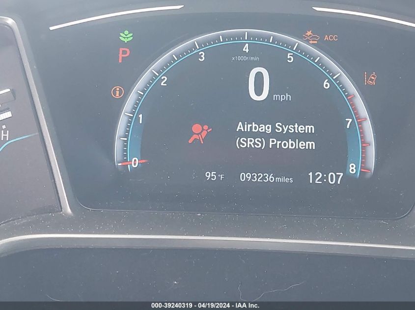 2019 Honda Civic Ex VIN: 2HGFC3B36KH351697 Lot: 39240319