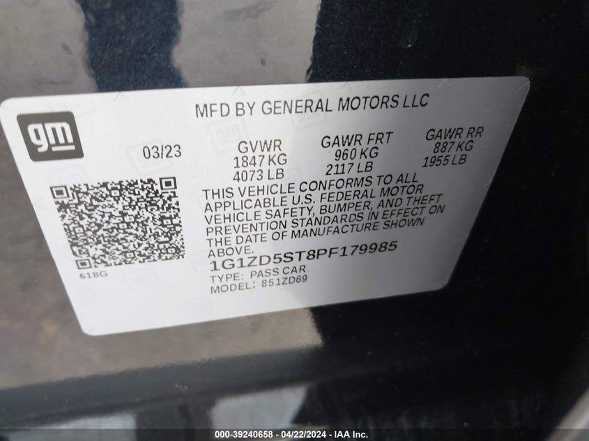 2023 CHEVROLET MALIBU FWD 1LT - 1G1ZD5ST8PF179985