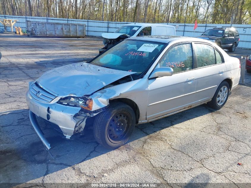 2003 Honda Civic Ex VIN: 1HGES26723L002188 Lot: 39241215