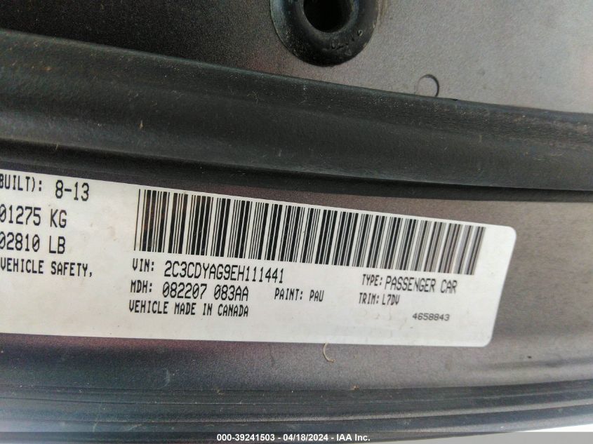 2014 Dodge Challenger Sxt VIN: 2C3CDYAG9EH111441 Lot: 39241503