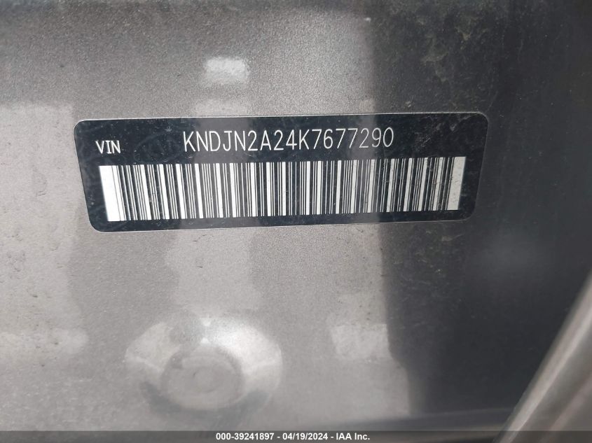 KNDJN2A24K7677290 | 2019 KIA SOUL