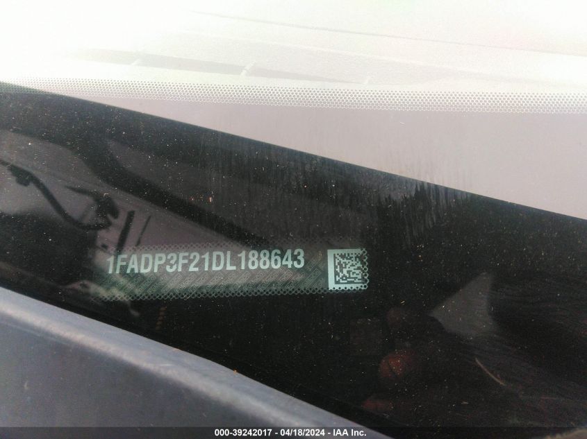 2013 Ford Focus Se VIN: 1FADP3F21DL188643 Lot: 39242017