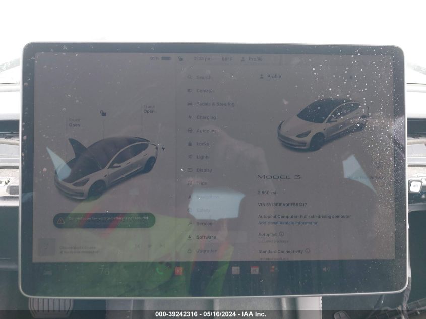 2023 Tesla Model 3 Rear-Wheel Drive VIN: 5YJ3E1EA9PF561217 Lot: 39242316