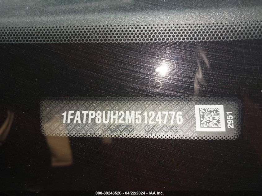 2021 Ford Mustang Ecoboost Premium VIN: 1FATP8UH2M5124776 Lot: 39243526