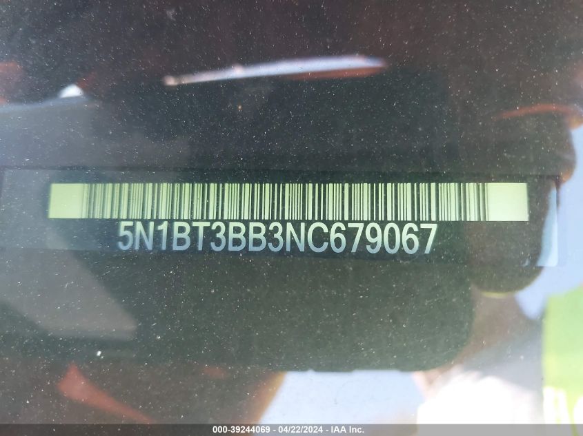 2022 Nissan Rogue Sv Intelligent Awd VIN: 5N1BT3BB3NC679067 Lot: 50433764