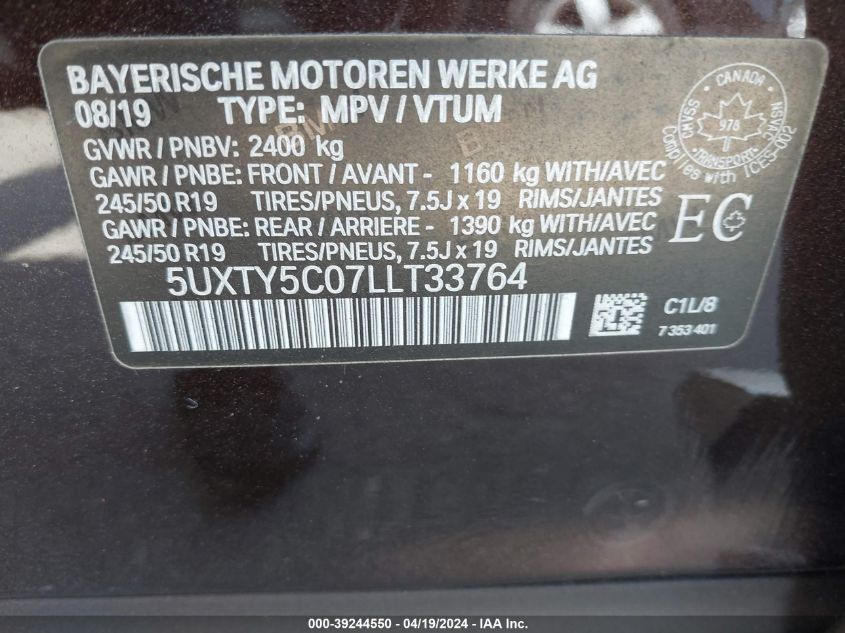 2020 BMW X3 - 5UXTY5C07LLT33764