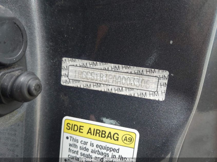 2010 Honda Accord 2.4 Lx-S VIN: 1HGCS1B32AA003306 Lot: 39245217