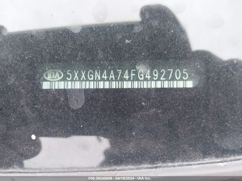 2015 Kia Optima Ex VIN: 5XXGN4A74FG492705 Lot: 39245689