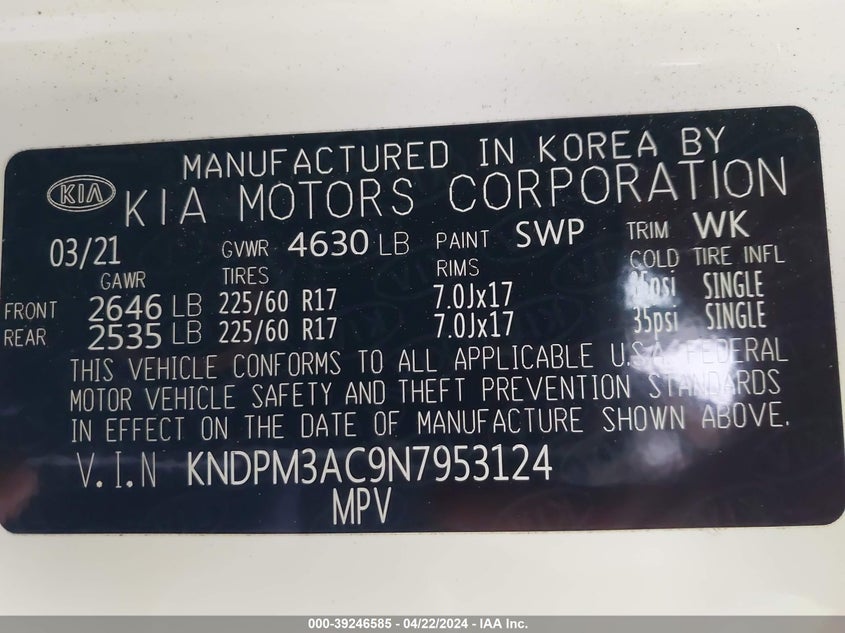 2022 KIA SPORTAGE LX - KNDPM3AC9N7953124