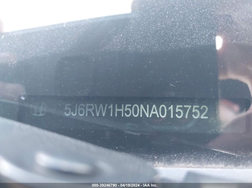 2022 Honda Cr-V 2Wd Ex VIN: 5J6RW1H50NA015752 Lot: 39246790