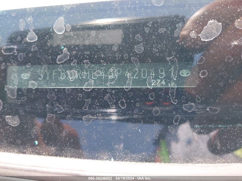 2016 Toyota Corolla S Plus VIN: 5YFBURHE4GP420491 Lot: 39246802