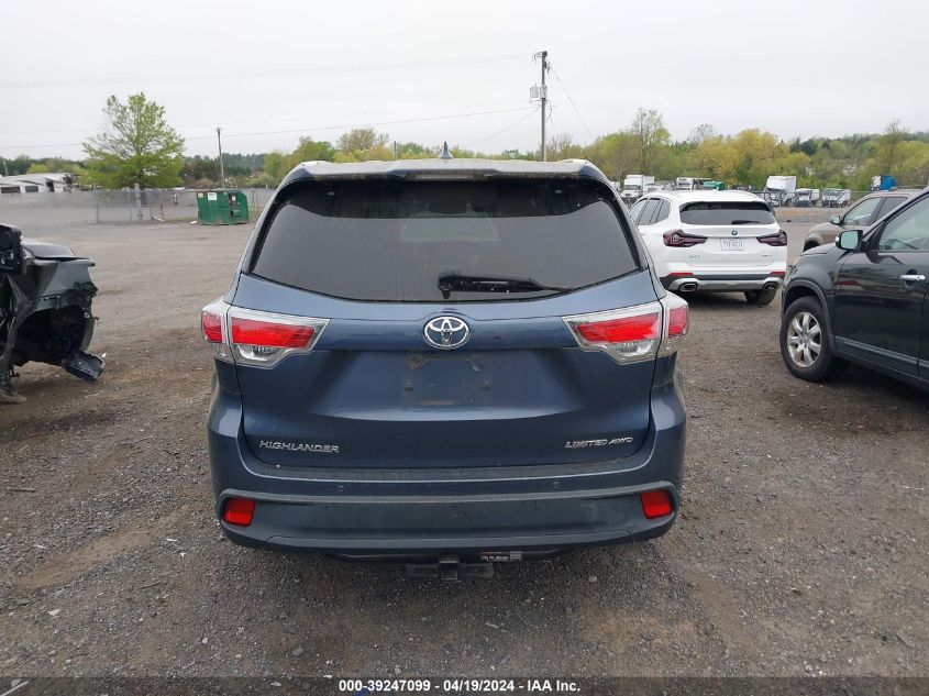 2015 Toyota Highlander Limited Platinum V6 VIN: 5TDDKRFH4FS186421 Lot: 39247099