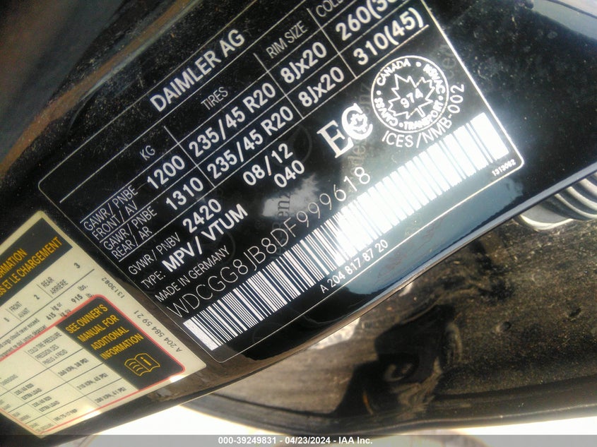 2013 MERCEDES-BENZ GLK-CLASS 350 4MATIC - WDCGG8JB8DF999618