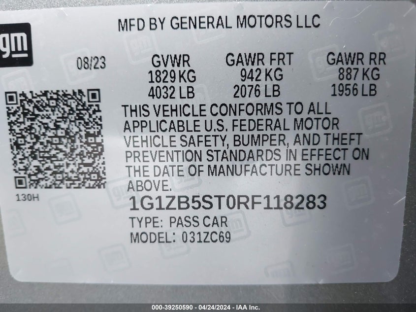 2024 CHEVROLET MALIBU FWD LS - 1G1ZB5ST0RF118283