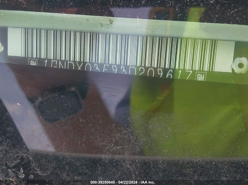 2003 Chevrolet Venture Ls VIN: 1GNDX03E93D209617 Lot: 39250645