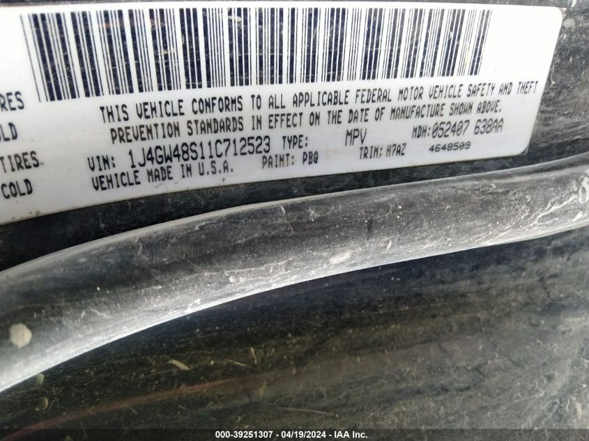 2001 Jeep Grand Cherokee Laredo VIN: 1J4GW48S11C712523 Lot: 39251307