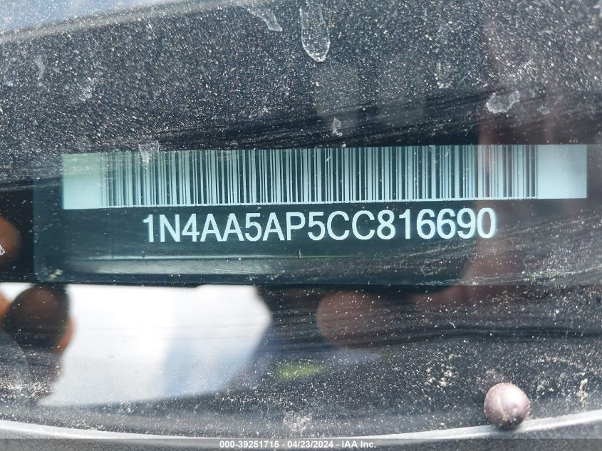 2012 Nissan Maxima 3.5 Sv VIN: 1N4AA5AP5CC816690 Lot: 39251715