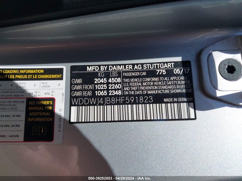 2017 MERCEDES-BENZ C 300 - WDDWJ4JB8HF591823