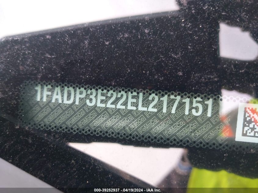 2014 Ford Focus S VIN: 1FADP3E22EL217151 Lot: 39252937