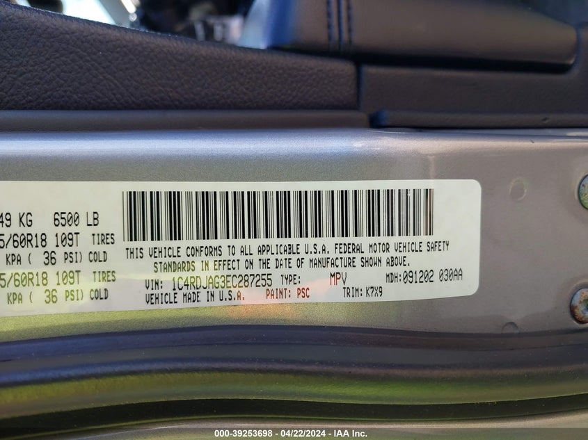 2014 DODGE DURANGO SXT - 1C4RDJAG3EC287255