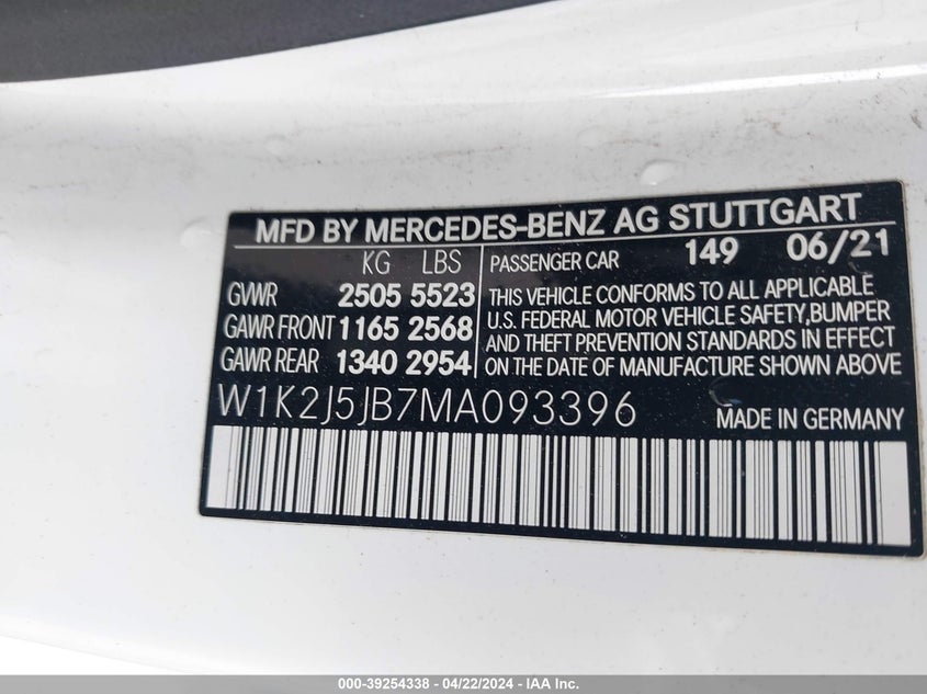 2021 MERCEDES-BENZ CLS 450 - W1K2J5JB7MA093396