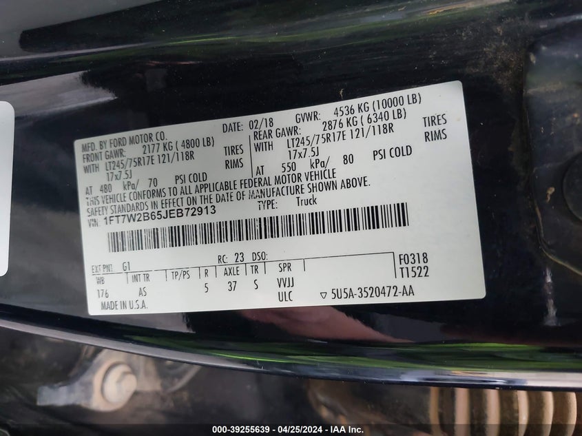 2018 FORD F-250 XL - 1FT7W2B65JEB72913