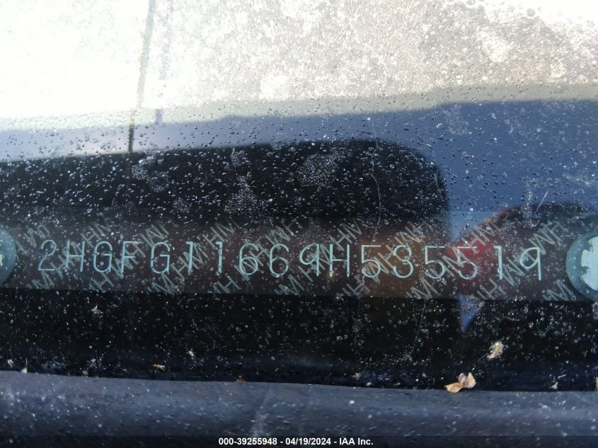 2009 Honda Civic Lx VIN: 2HGFG11669H535519 Lot: 39255948