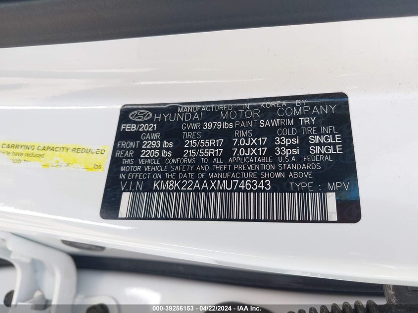 2021 HYUNDAI KONA SEL - KM8K22AAXMU746343