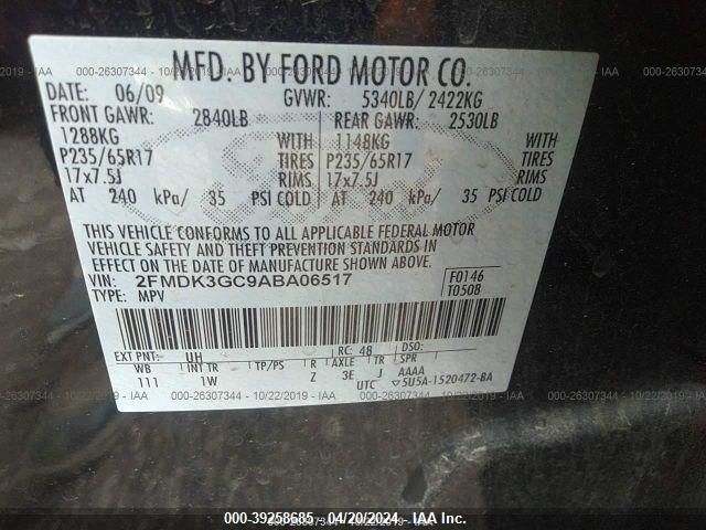 2010 Ford Edge Se VIN: 2FMDK3GC9ABA06517 Lot: 39258685