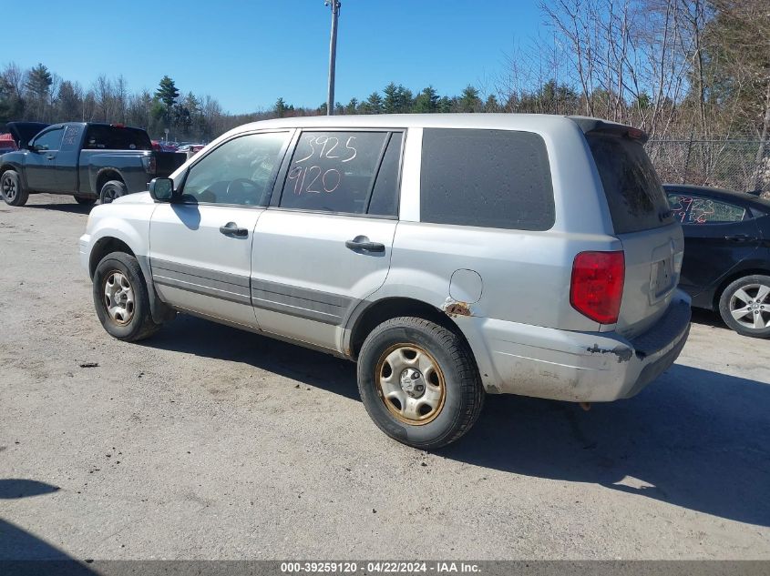 2005 Honda Pilot Lx VIN: 2HKYF18185H510952 Lot: 39259120