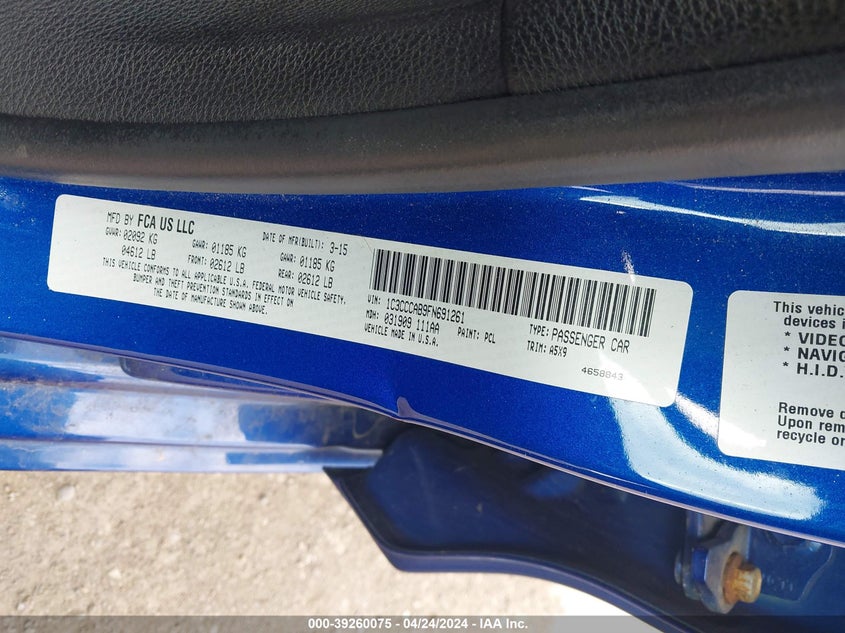 2015 CHRYSLER 200 LIMITED - 1C3CCCAB9FN691261