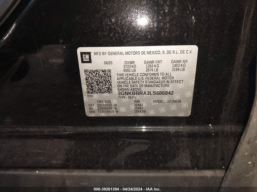 2020 CHEVROLET BLAZER 1LT - 3GNKBBRA3LS686842