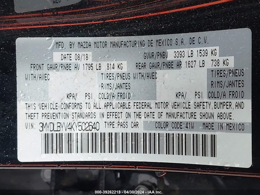 2019 TOYOTA YARIS LE - 3MYDLBYV4KY502640