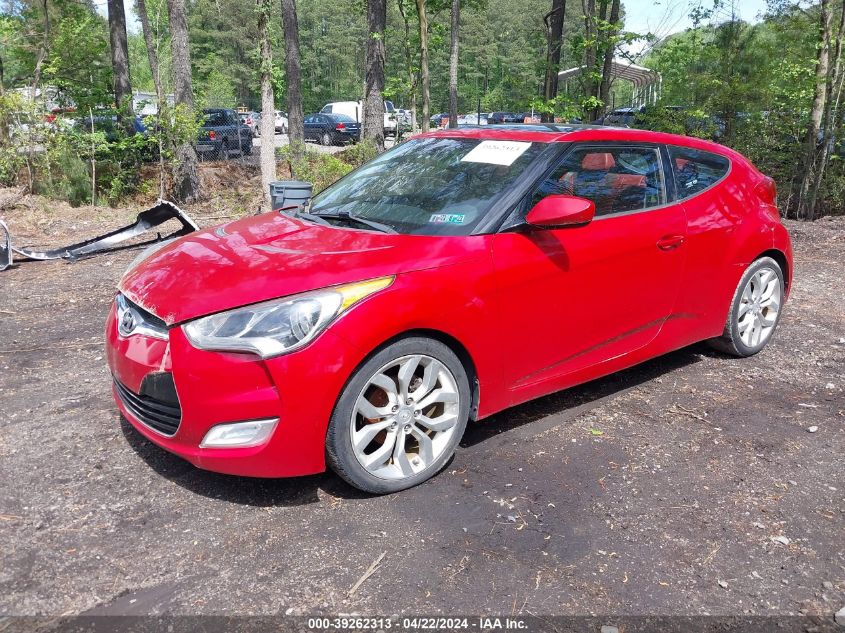 2012 Hyundai Veloster Base W/Red/Black VIN: KMHTC6AD3CU079181 Lot: 39262313