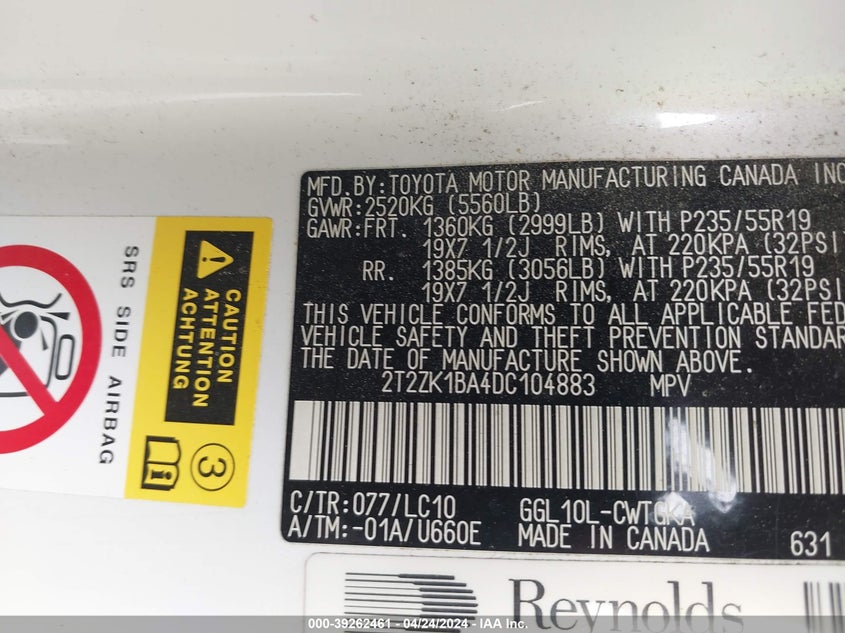 2013 LEXUS RX 350 - 2T2ZK1BA4DC104883